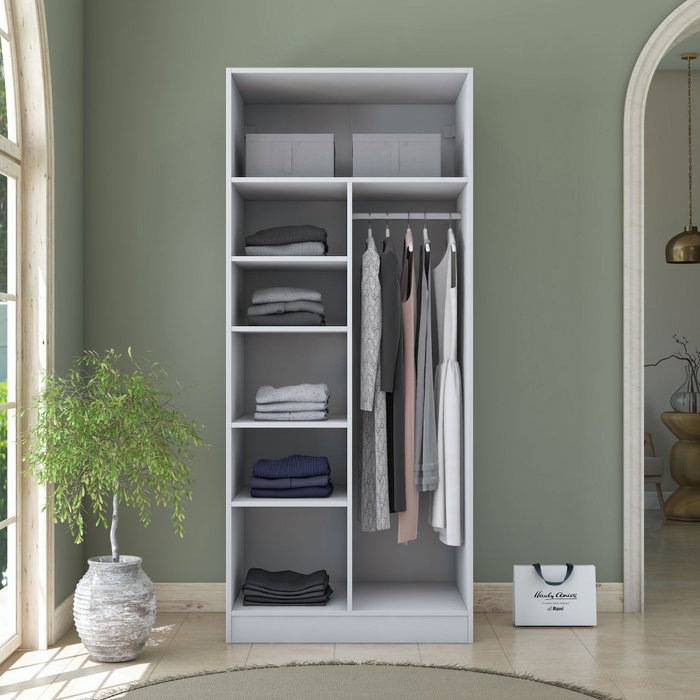 Hanah Home Armario Blanco con Estanterías Hanah Home Armario Blanco con Estanterías